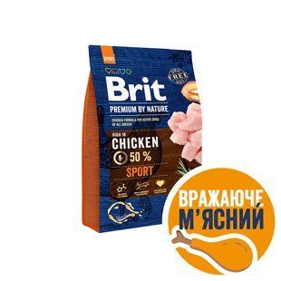 Сухий корм Brit Premium Dog Sport для дорослих собак усіх порід, з куркою 3 кг 170847/6666 фото