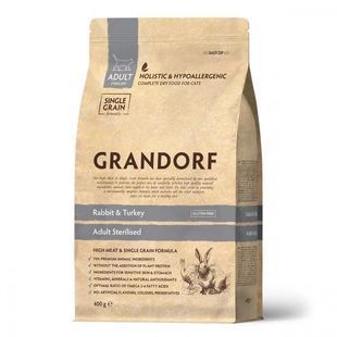 Сухий корм Grandorf Cat Adult Sterilised для дорослих стерилізованих котів, кролик з індичкою 400 г 82540 фото