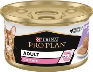 Влажный корм Pro Plan Delicate для взрослых котов с чувствительным пищеварением, с индейкой, паштет 85 г 173317 фото
