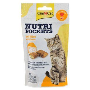 Ласощі GimCat Nutri Pockets для дорослих котів, здоров'я серця та зору, сир та таурин 60 г G-419329/400716/419237 фото