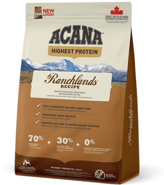 Сухой корм Acana Ranchlands Dog для взрослых собак всех пород, с мясом бычков, ягненка и свининой 2 кг a54320 фото