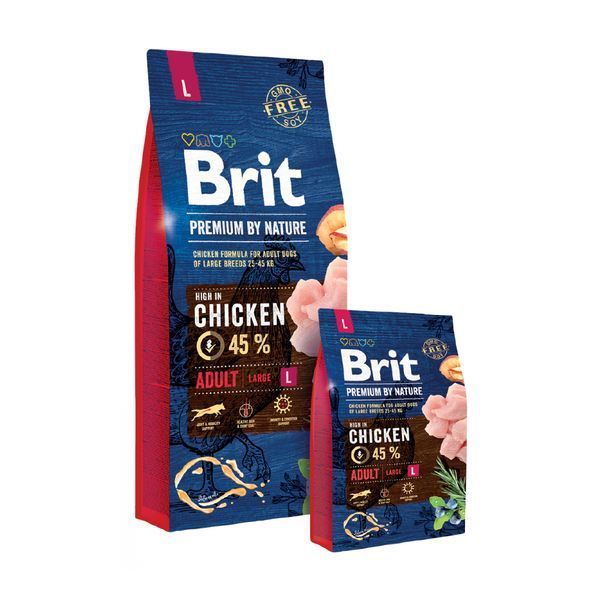 Сухой корм Brit Premium Dog Adult L для взрослых собак больших пород, с курицей 15 кг 170827/6468 фото