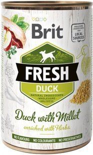Влажный корм Brit Fresh Duck with Millet для взрослых собак всех пород, утка и пшено 400 г 100160//3909 фото