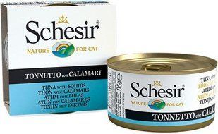 Влажный корм Schesir Cat для взрослых котов, кусочки тунца с кальмаром в желе 85 г 172716 фото