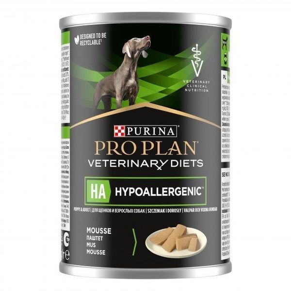 Вологий корм Pro Plan Veterinary Diets HA Hypoallergenic для собак з харчовою алергією та непереносністю інгредієнтів 400 г 12570790 фото