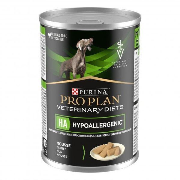 Вологий корм Pro Plan Veterinary Diets HA Hypoallergenic для собак з харчовою алергією та непереносністю інгредієнтів 400 г 12570790 фото