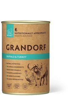 Вологий корм Grandorf Dog Adult для дорослих собак, з м'ясом буйвола та індичкою 400 г 99406 фото