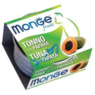 Вологий корм Monge Fruit для дорослих котів, з тунцем та папаєю 80 г 70013260 фото