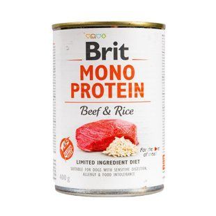 Влажный корм Brit Mono Protein Dog для взрослых собак, с говядиной и темным рисом 400 г 100832/100054/9735 фото
