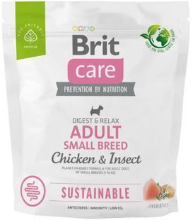 Сухий корм Brit Care Dog Sustainable Adult Small Breed для дорослих собак малих порід, з куркою та комахами 1 кг 172172 фото