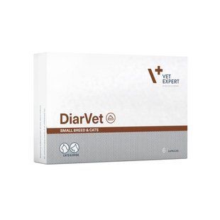 Харчова домішка Vet Expert DiarVet (ДіарВет) для собак та котів дрібних порід, допомога під час діареї 6 капсул 212237_1 фото
