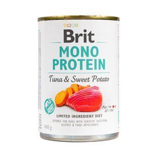 Влажный корм Brit Mono Protein Dog для взрослых собак, с тунцом и бататом 400 г 100836/100055/9742 фото
