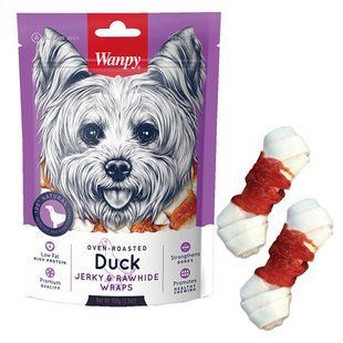 Ласощі Wanpy Duck Jerky & Rawhide Wraps для собак, кістка з вузлами і в'яленої качкою 100 г DD-02H фото