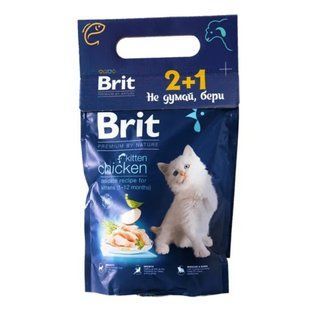 НАБІР Сухий корм Brit Premium By Nature Kitten для кошенят від 1 до 12 місяців, з куркою 2+1, 900 г VAFO_024881 фото