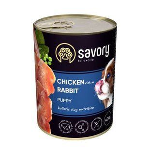 Вологий корм Savory Dog All breeds Puppy для цуценят усіх порід, з кроликом у паштеті 400 г 30587 фото