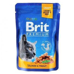 Влажный корм Brit Premium Cat для взрослых котов, филе лосося и форели в соусе 100 г 100271 /505999 фото