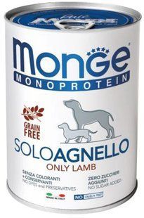 Вологий корм Monge Dog Monoprotein для дорослих собак, з ягням 400 г 70014236 фото