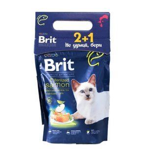 НАБІР Сухий корм Brit Premium By Nature Cat Sterelised для дорослих стерилізованих котів, з лососем 2+1, 900 г VAFO_024898 фото