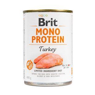 Вологий корм Brit Mono Protein Dog для дорослих собак, з індичкою 400 г 100838/100060/9780 фото