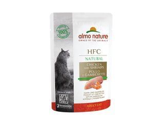 Вологий корм Almo Nature HFC Cat Natural для дорослих котів, шматочки курки та креветки в соусі 55 г 5802 фото