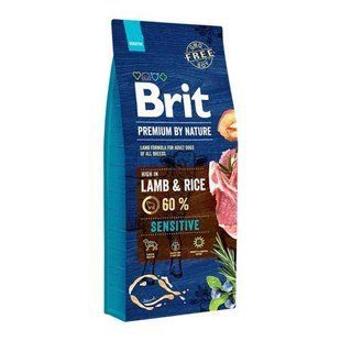 Сухой корм Brit Premium Dog Sensitive Lamb для взрослых собак всех пород с чувствительным пищеварением, с ягненком и рисом 15 кг 170845/6642 фото