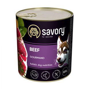 Вологий корм Savory Dog Adult для дорослих собак усіх порід, з яловичиною у паштеті 800 г 30440 фото