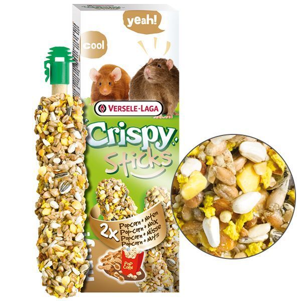 Ласощі Versele-Laga Crispy Sticks Popcorn&Nuts для щурів та мишей, з попкорном та горіхами 110г 620717 фото
