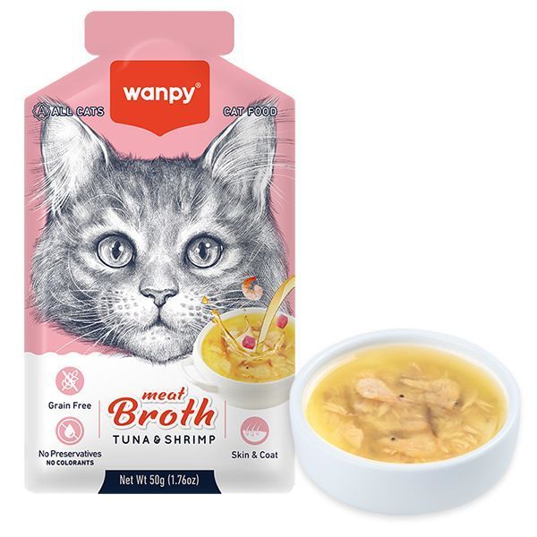 Напій Wanpy Meat Broths Chicken для дорослих котів, з тунцем та креветками 50 г RAC-62 фото