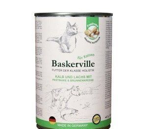 Вологий корм Baskerville Holistic для дорослих котів, з телятиною та лососем 400 г 21554 фото