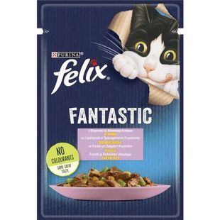 Вологий корм для котів Felix Fantastic 85 г - форель та зелені боби 97654467 фото