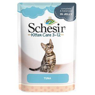 Вологий корм Schesir Kitten для кошенят, шматочки тунця в желе 85 г 171030 фото