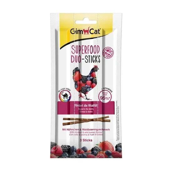 Лакомство GimCat Superfood Duo-Sticks для взрослых котов, с курицей и лесными ягодами 15 г G-420967/420578 фото