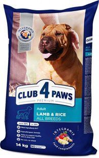 Сухой корм Клуб 4 Лапы Adult All Breeds Premium для взрослых собак всех пород, с ягнёнком и рисом 14 кг B4530801 фото