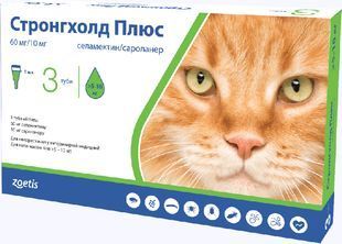 Краплі Стронгхолд Плюс (Stronghold Plus) для котів, від зовнішніх і внутрішніх паразитів вагою 2.5-5 кг, 1 піпетка 10020781 фото