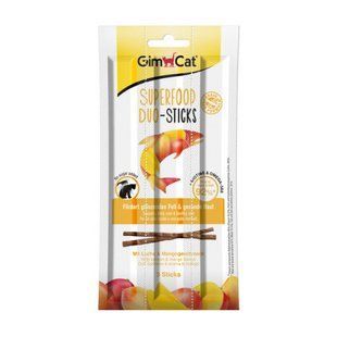 Лакомство GimCat Superfood Duo-Sticks для взрослых котов, с лососем и манго 15 г G-420943/420554 фото