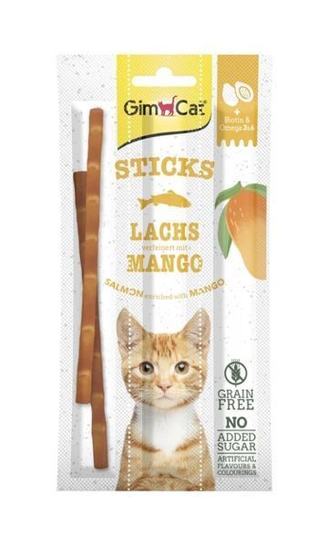 Ласощі GimCat Superfood Duo-Sticks для дорослих котів, з лососем та манго 15 г G-420943/420554 фото