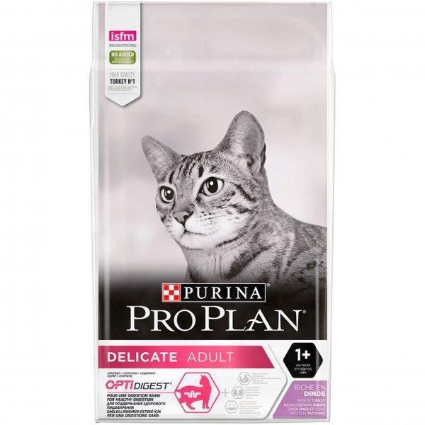 Сухой корм Pro Plan Cat Delicate для взрослых котов с чувствительным пищеварением, с индейкой 10 кг 3650325 фото