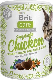 Лакомство Brit Care Cat Snack Superfruits Chicken для взрослых котов, с облепихой курицей и черникой 100 г 111269 фото