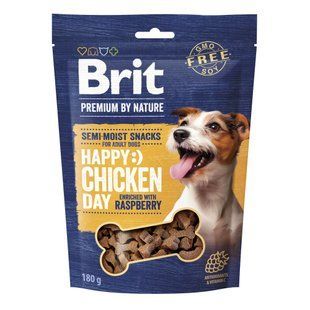 Ласощі Brit Premium Semi-moist Snacks для дорослих собак, курка та малина 180 г 112279 фото