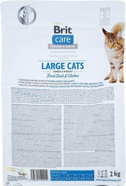 Сухой корм Brit Care Cat GF Large cats Power & Vitality для взрослых котов крупных пород, с уткой и курицей 2 кг 171310/0914 фото