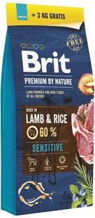 Сухой корм для собак Brit Premium с чувствительным пищеварением ягненок 15+3 кг 173298 фото