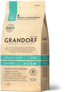 Сухий корм Grandorf Cat Adult Indoor для дорослих котів, 4 види м'яса і пробіотики 400 г 83740 фото