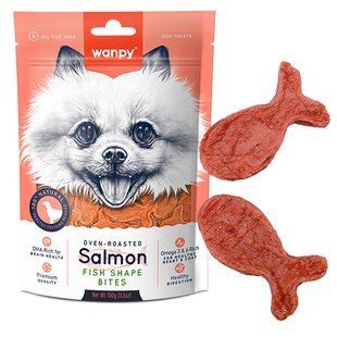Лакомство Wanpy Salmon Fish Shape Bites для собак, рыбки из лосося и курицы 100 г FA-32 фото