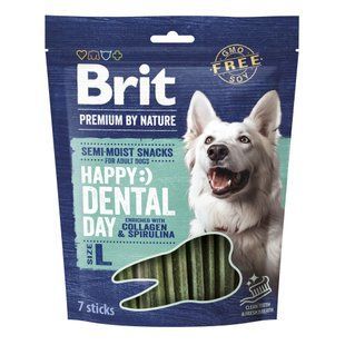 Ласощі Brit Premium Dental Snacks L для дорослих собак великих порід, колаген та спіруліна 250 г 112284 фото
