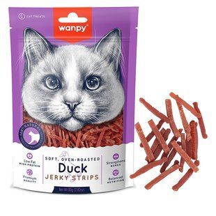 Ласощі Wanpy Duck Jerky Strips для дорослих котів, в'ялені качині смужки 80 г DA-02S-01 фото