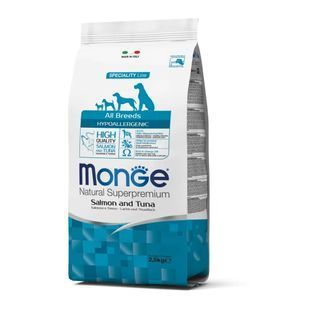 Сухий корм Monge Dog Hypoallergenic для дорослих собак усіх порід, з лососем, тунцем та рисом 2,5 кг 70011167 фото