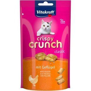 Ласощі Vitakraft Crispy Crunch для котів, подушечки з м&rsquo;ясом птахів 60 г 28814 фото