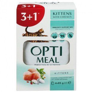 НАБОР Влажный корм Optimeal для котят, с курицей 3+1, 340 г B2720501 фото