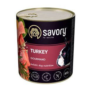 Вологий корм Savory Dog Adult для дорослих собак усіх порід, з індичкою у паштеті 800 г 30525 фото