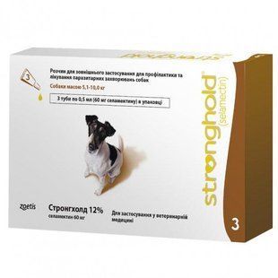 Краплі Стронгхолд 12% (Stronghold) для собак, від зовнішніх і внутрішніх паразитів вагою 5-10 кг, 1 піпетка 10008309 фото